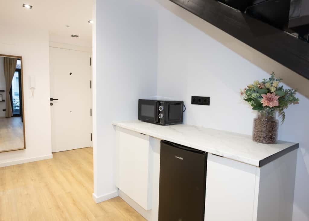 Cocina del apartamento en Dorian Suites, Monforte de Lemos